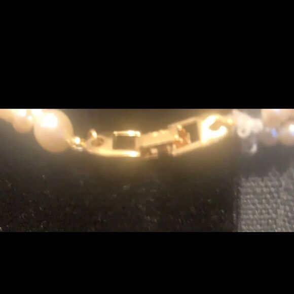 Napier Necklace 3 Strands Pearls and Gold Beads | Color: Gold | Size: 18.5 | - Picture 8 of 9